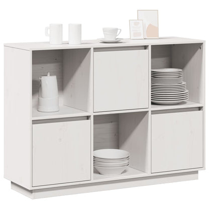 Credenza Bianca 110,5x35x80 cm in Legno Massello di Pino