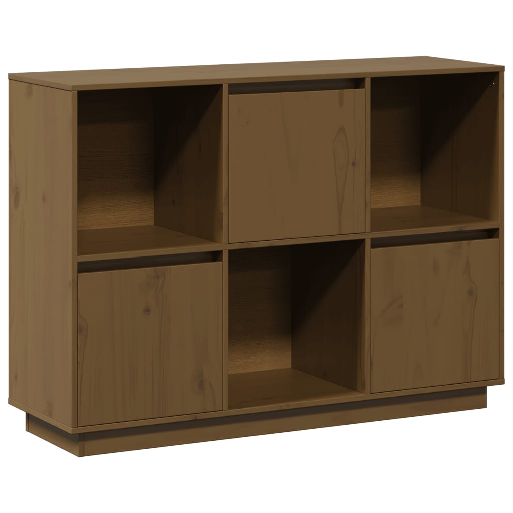 Credenza Marrone Ambrato 110,5x35x80 cm Legno Massello di Pino