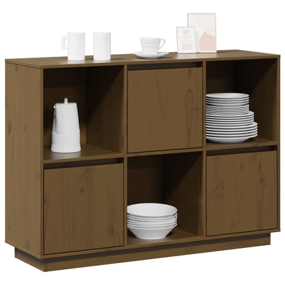 Credenza Marrone Ambrato 110,5x35x80 cm Legno Massello di Pino