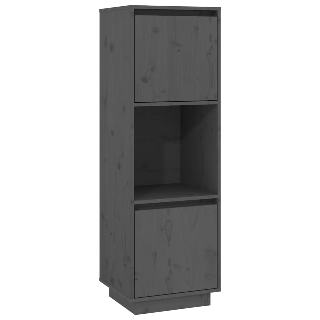 Credenza Grigia 38x35x117 cm in Legno Massello di Pino