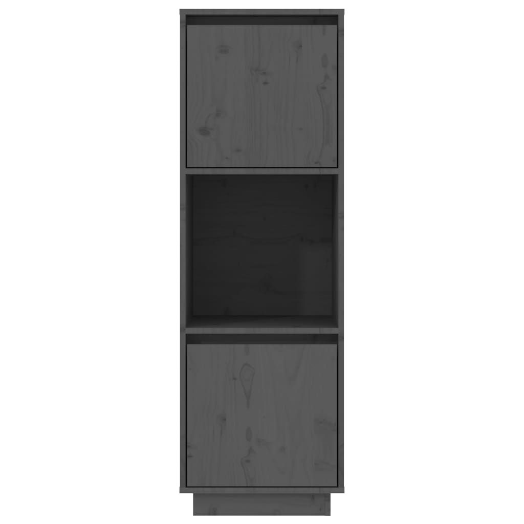 Credenza Grigia 38x35x117 cm in Legno Massello di Pino