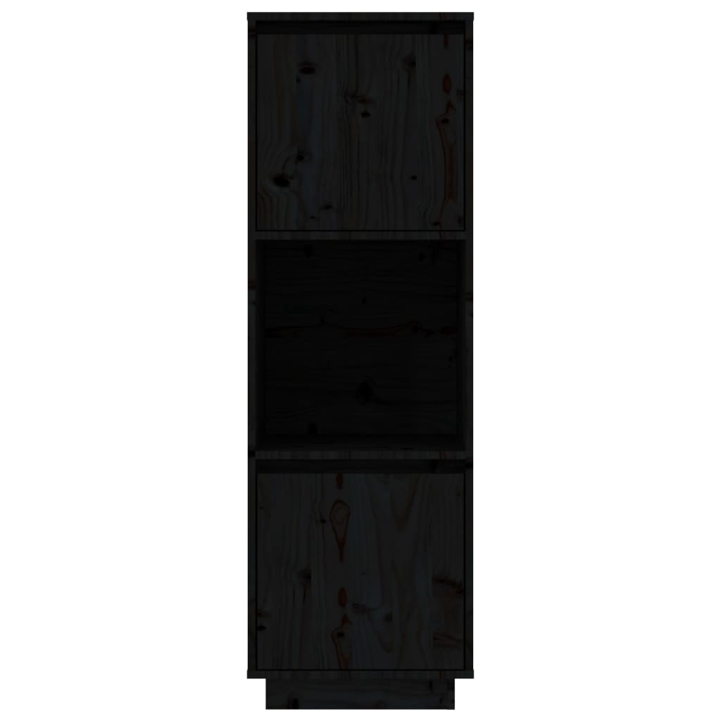 Credenza Nera 38x35x117 cm in Legno Massello di Pino