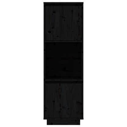 Credenza Nera 38x35x117 cm in Legno Massello di Pino