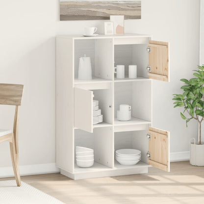 Credenza Bianca 74x35x117 cm in Legno Massello di Pino
