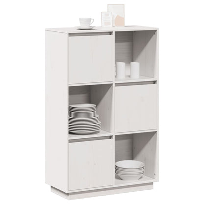 Credenza Bianca 74x35x117 cm in Legno Massello di Pino