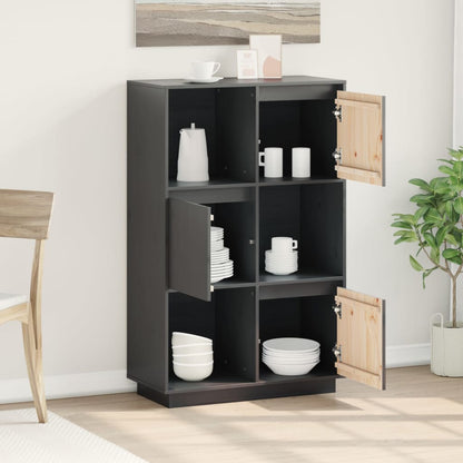 Credenza Grigia 74x35x117 cm in Legno Massello di Pino
