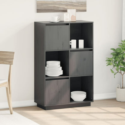 Credenza Grigia 74x35x117 cm in Legno Massello di Pino