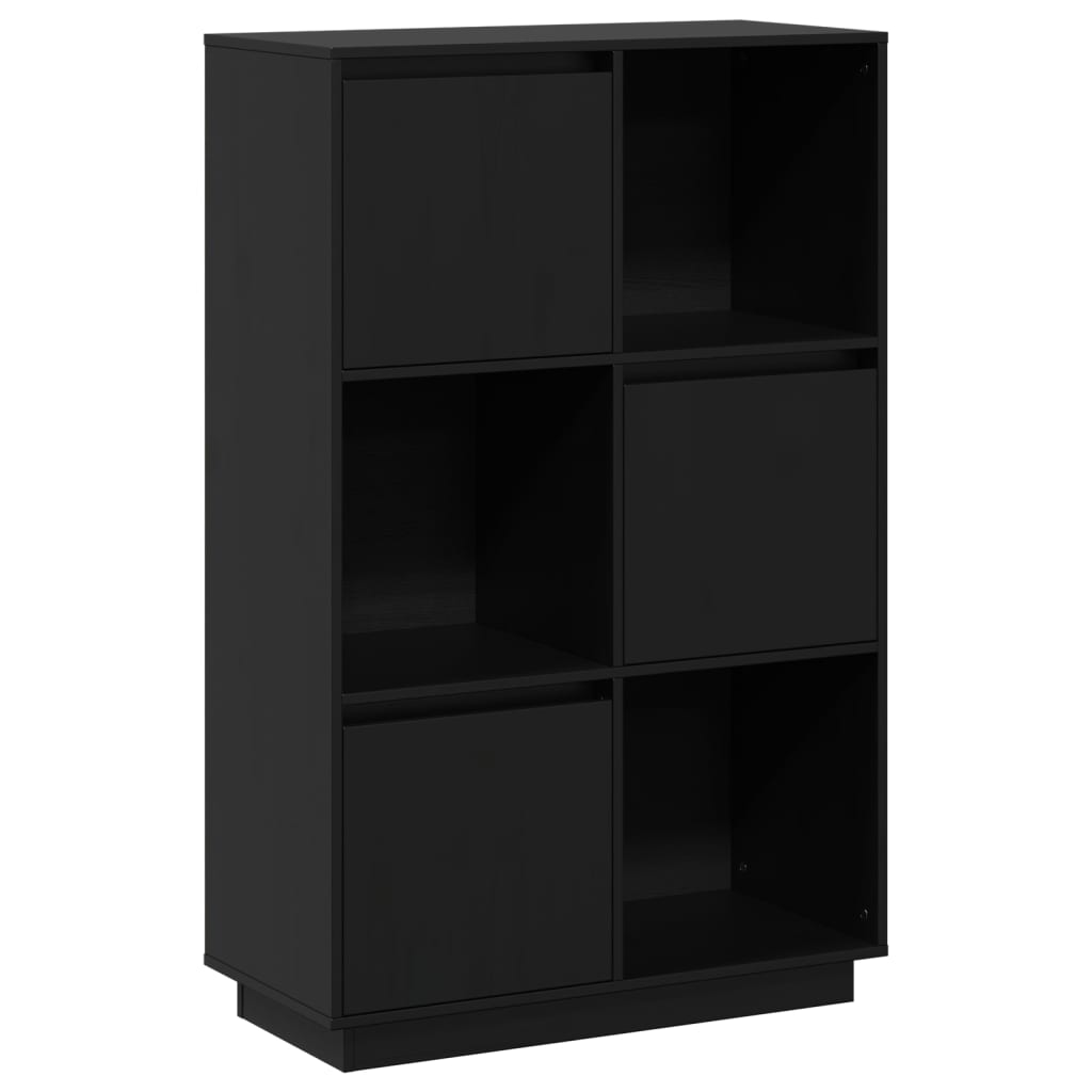 Credenza Nera 74x35x117 cm in Legno Massello di Pino