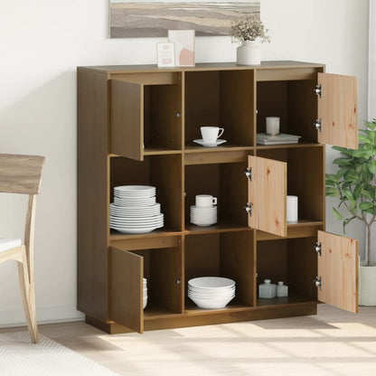 Credenza Marrone Ambrato 110,5x35x117 cm Legno Massello di Pino