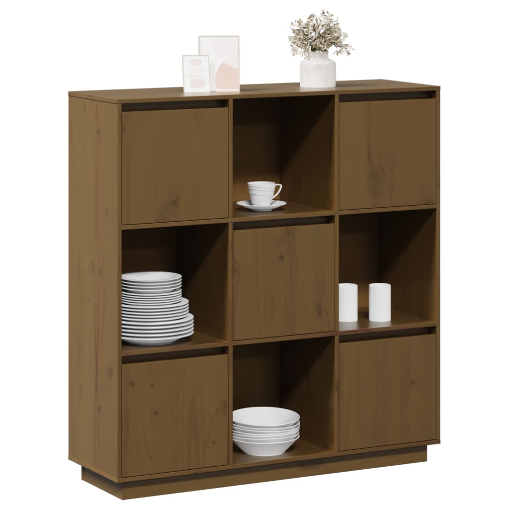 Credenza Marrone Ambrato 110,5x35x117 cm Legno Massello di Pino