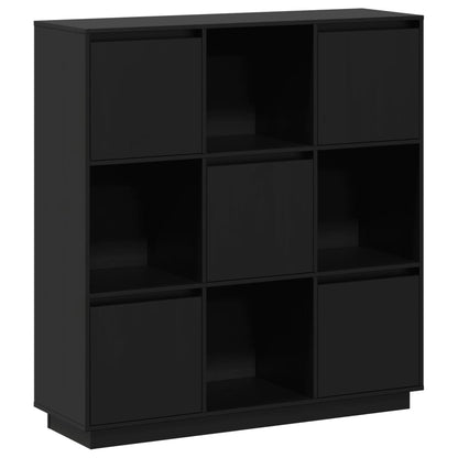 Credenza Nera 110,5x35x117 cm in Legno Massello di Pino