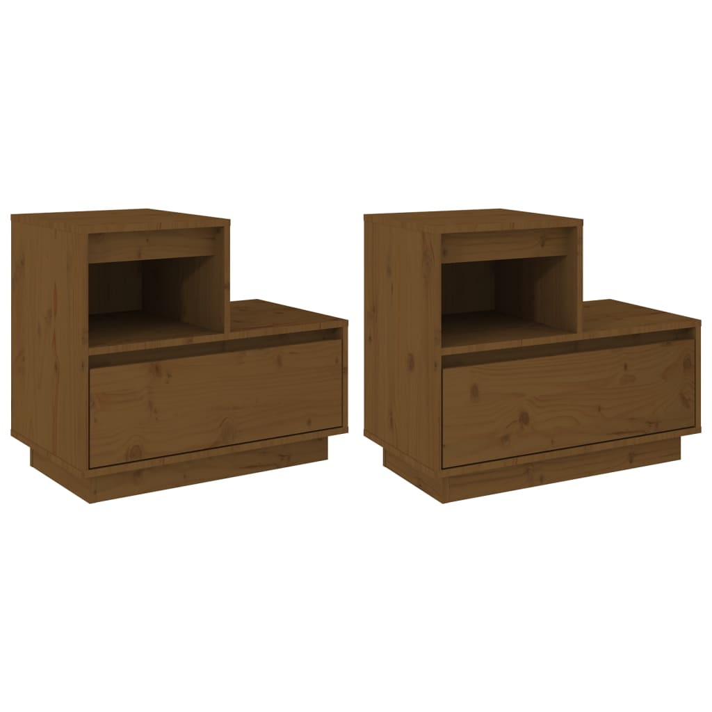 Comodini 2 pz Marrone Ambrato 60x34x51 cm in Legno di Pino