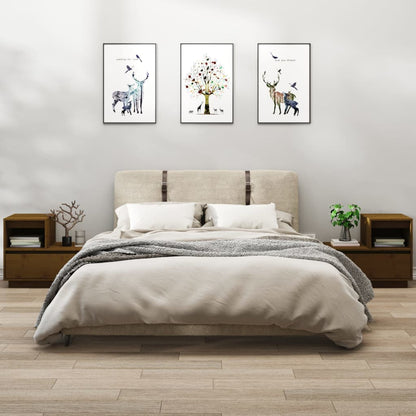 Comodini 2 pz Marrone Ambrato 60x34x51 cm in Legno di Pino
