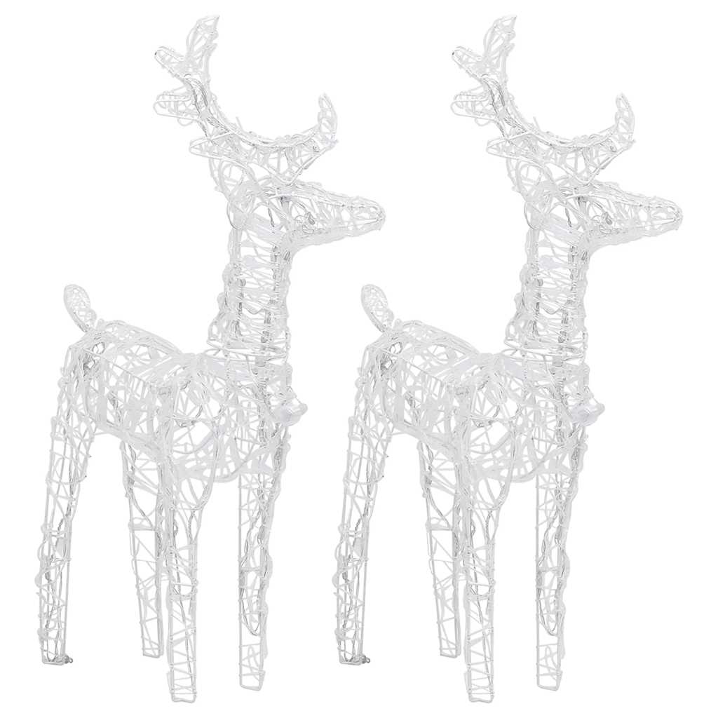 Renne di Natale 2 pz Bianco Caldo 80 LED in Acrilico