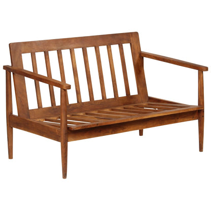 Set Divani 3 pz in vera Pelle e Legno Massello Acacia Marrone
