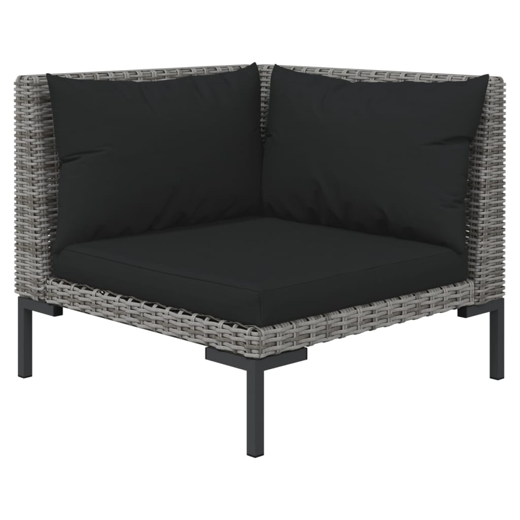 Divani da Giardino 5 pz con Cuscini in Polyrattan Grigio Scuro