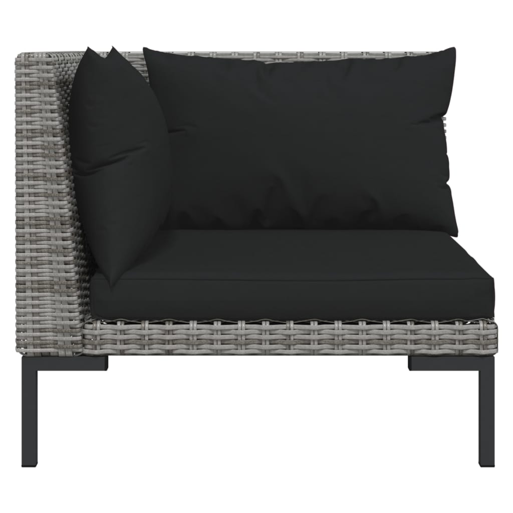 Divani da Giardino 5 pz con Cuscini in Polyrattan Grigio Scuro