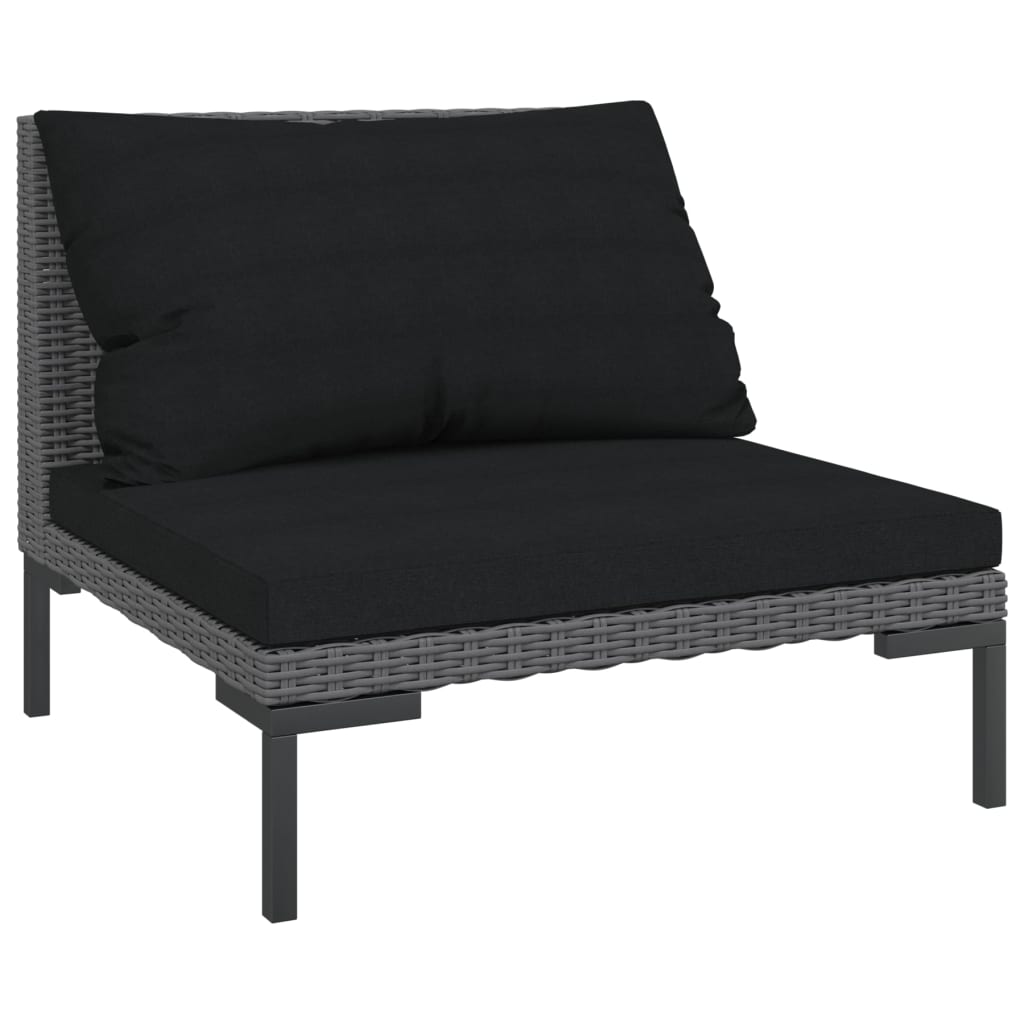 Divani da Giardino 6 pz con Cuscini in Polyrattan Grigio Scuro