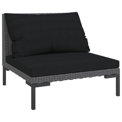 Divani da Giardino 6 pz con Cuscini in Polyrattan Grigio Scuro