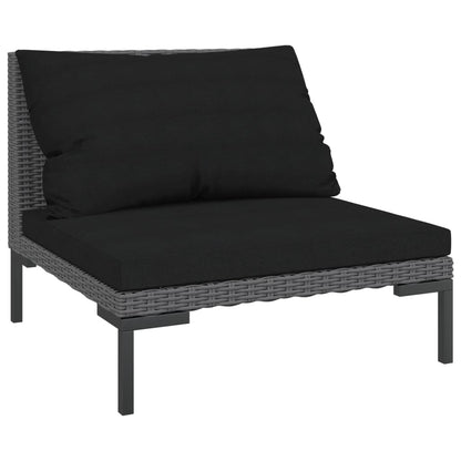 Set Divani da Giardino 7 pz con Cuscini Polyrattan Grigio Scuro