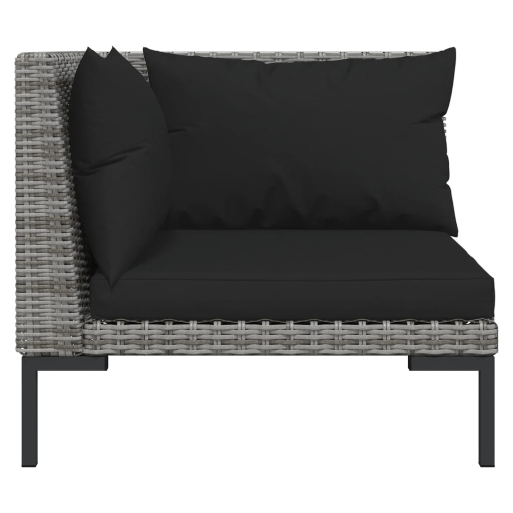 Set Divani Giardino 9 pz con Cuscini in Polyrattan Grigio Scuro