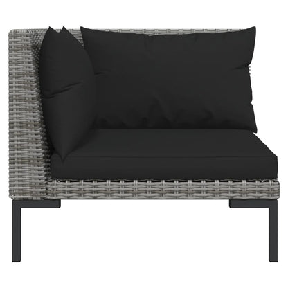 Set Divani Giardino 9 pz con Cuscini in Polyrattan Grigio Scuro
