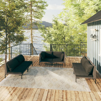 Divani da Giardino 6 pz con Cuscini in Polyrattan Grigio Scuro