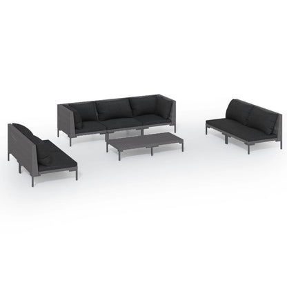Divani da Giardino 8 pz con Cuscini in Polyrattan Grigio Scuro