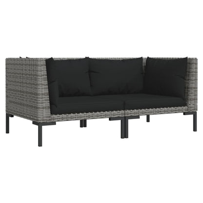 Set Divani da Giardino 7 pz con Cuscini Polyrattan Grigio Scuro