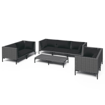 Divani da Giardino 8 pz con Cuscini in Polyrattan Grigio Scuro
