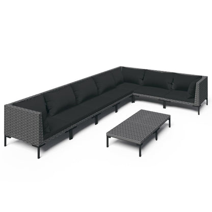 Divani da Giardino 8 pz con Cuscini in Polyrattan Grigio Scuro