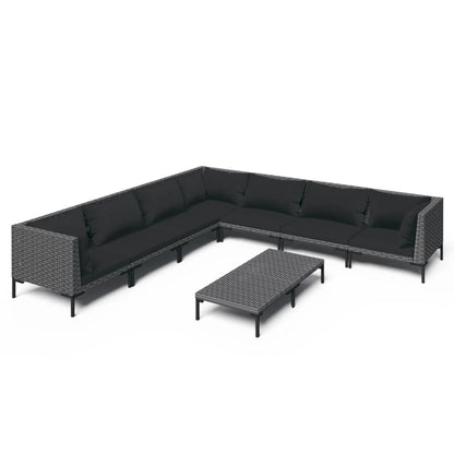 Divani da Giardino 8 pz con Cuscini in Polyrattan Grigio Scuro
