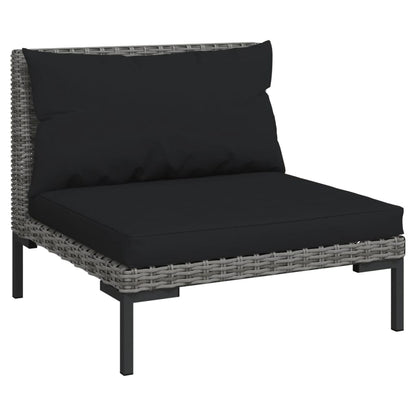 Divani da Giardino 8 pz con Cuscini in Polyrattan Grigio Scuro