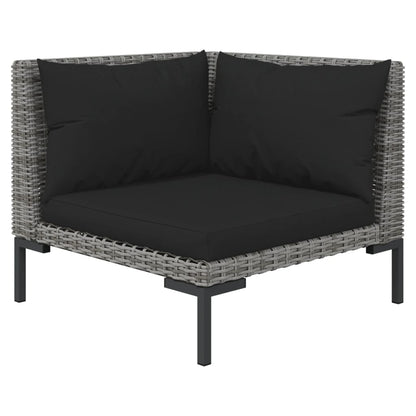 Divani da Giardino 5 pz con Cuscini in Polyrattan Grigio Scuro