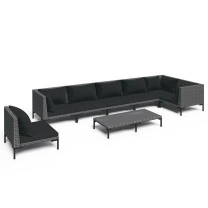 Divani da Giardino 8 pz con Cuscini in Polyrattan Grigio Scuro