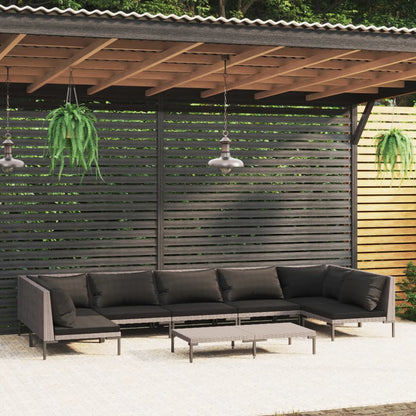 Divani da Giardino 8 pz con Cuscini in Polyrattan Grigio Scuro