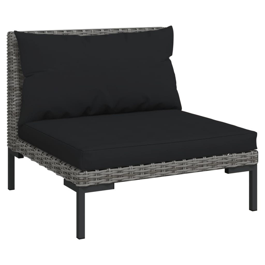 Divani da Giardino 8 pz con Cuscini in Polyrattan Grigio Scuro