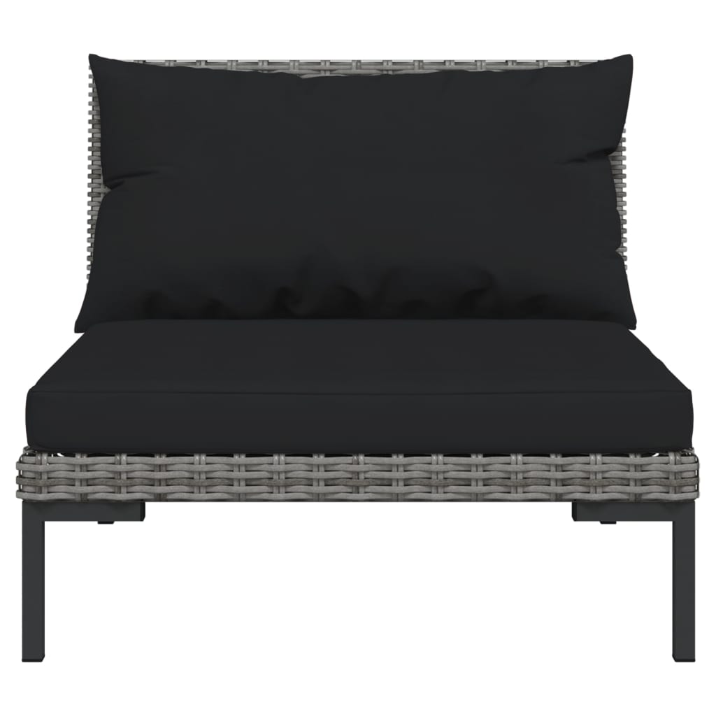 Divani da Giardino 8 pz con Cuscini in Polyrattan Grigio Scuro