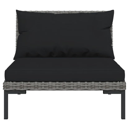 Set Divani da Giardino 9 pz con Cuscini Polyrattan Grigio Scuro
