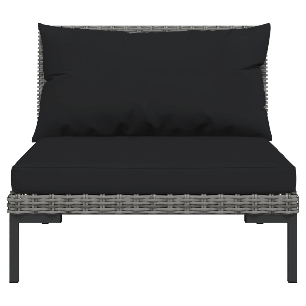 Divani da Giardino 10 pz con Cuscini in Polyrattan Grigio Scuro