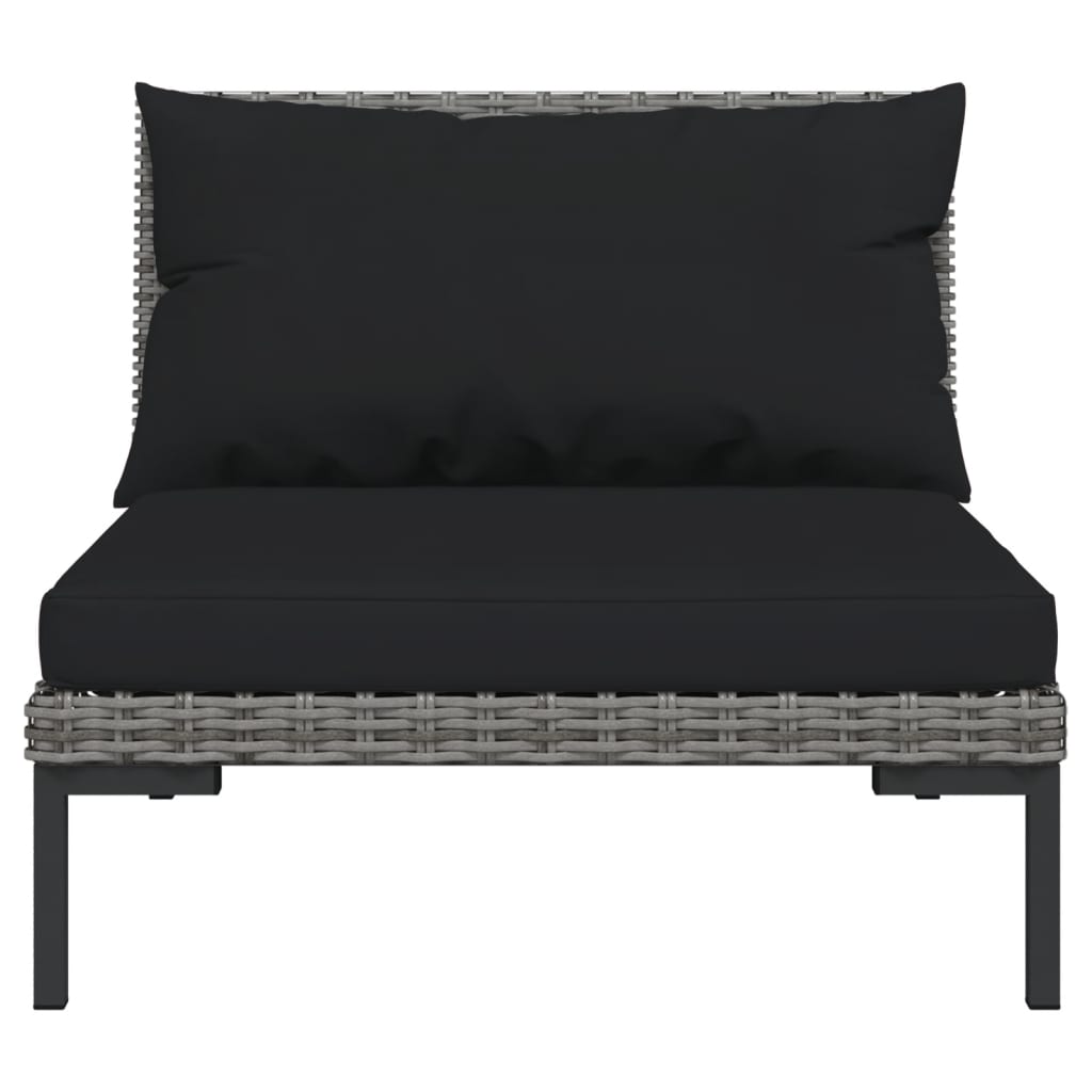 Set Divani da Giardino 9 pz con Cuscini Polyrattan Grigio Scuro