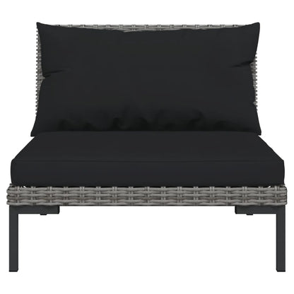 Set Divani da Giardino 9 pz con Cuscini Polyrattan Grigio Scuro