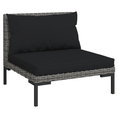 Divani da Giardino 10 pz con Cuscini in Polyrattan Grigio Scuro