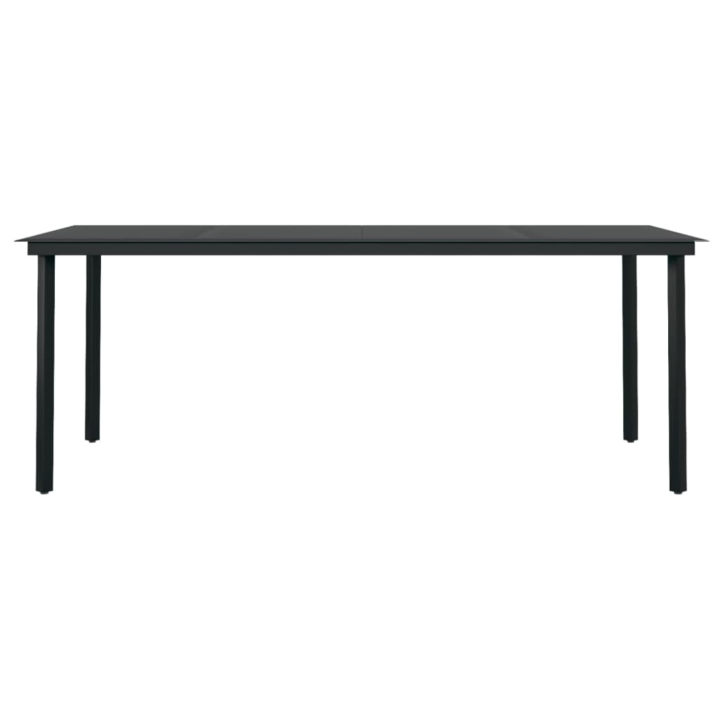 Tavolo da Pranzo da Giardino Nero 200x100x74 cm Acciaio e Vetro