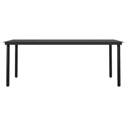 Tavolo da Pranzo da Giardino Nero 200x100x74 cm Acciaio e Vetro