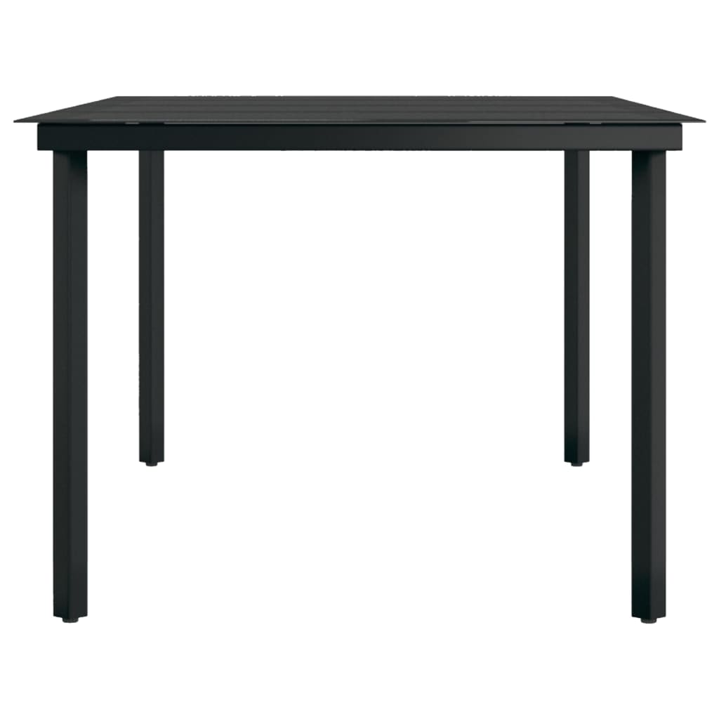 Tavolo da Pranzo da Giardino Nero 200x100x74 cm Acciaio e Vetro