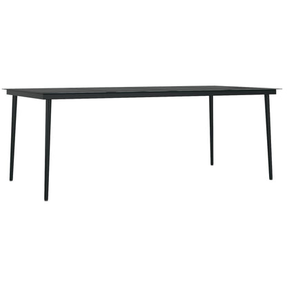Tavolo da Pranzo da Giardino Nero 200x100x74 cm Acciaio e Vetro
