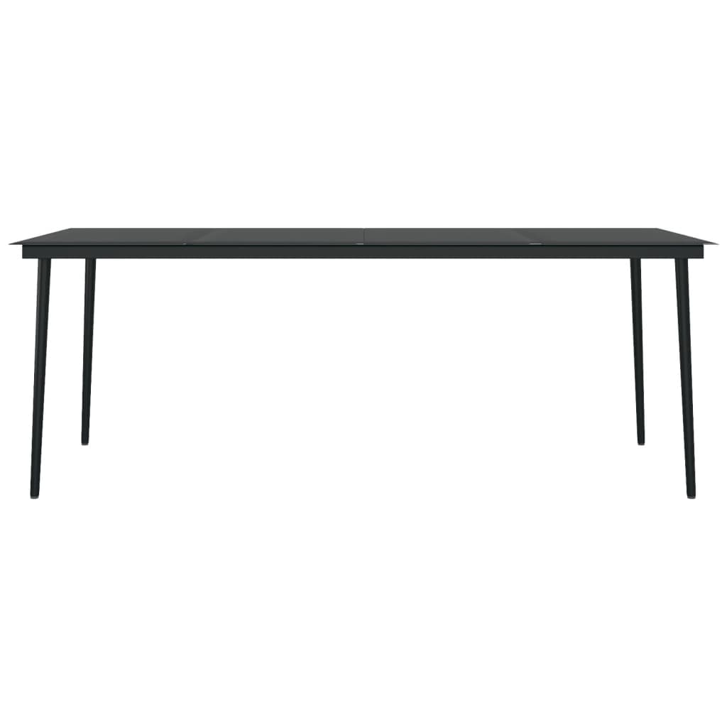 Tavolo da Pranzo da Giardino Nero 200x100x74 cm Acciaio e Vetro