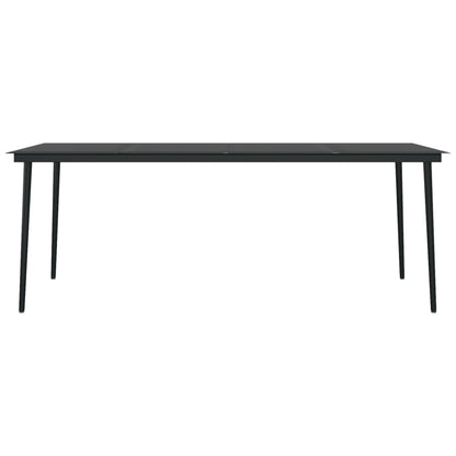 Tavolo da Pranzo da Giardino Nero 200x100x74 cm Acciaio e Vetro