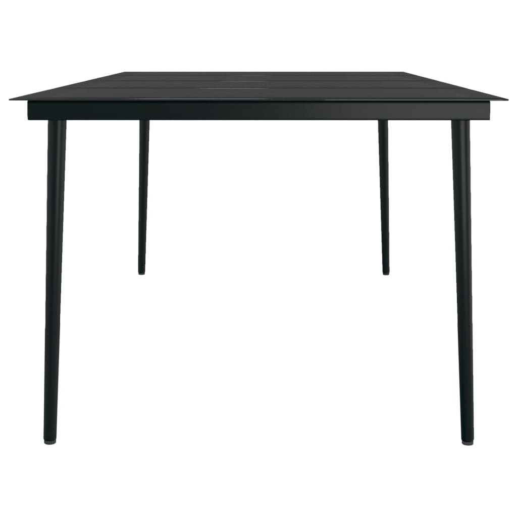 Tavolo da Pranzo da Giardino Nero 200x100x74 cm Acciaio e Vetro